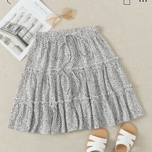 shein dalmatian high waisted ruffle skirt